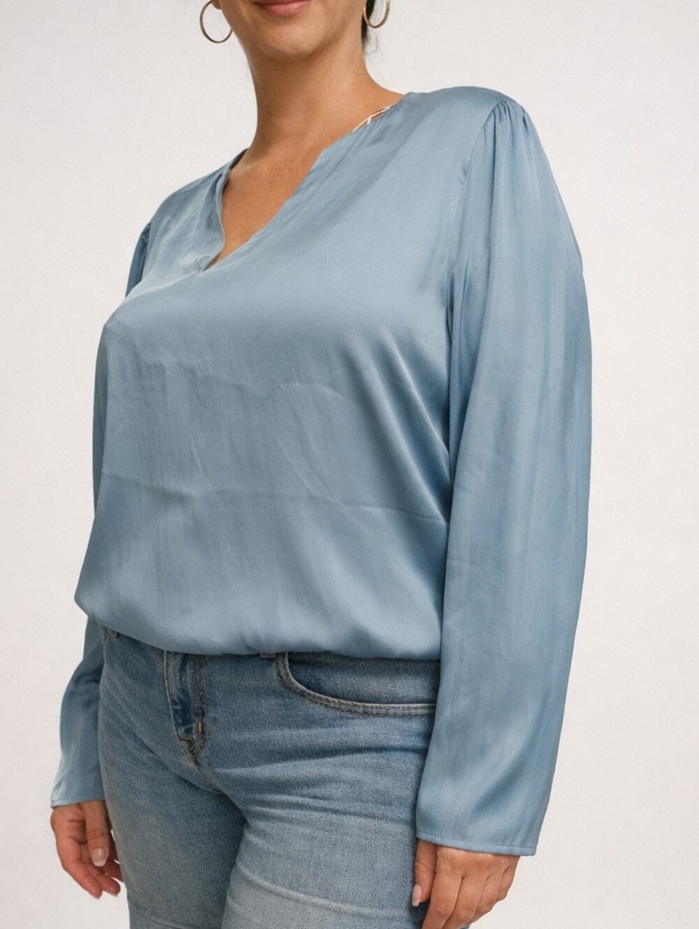 Sincerely Jules Light Blue Satin Top